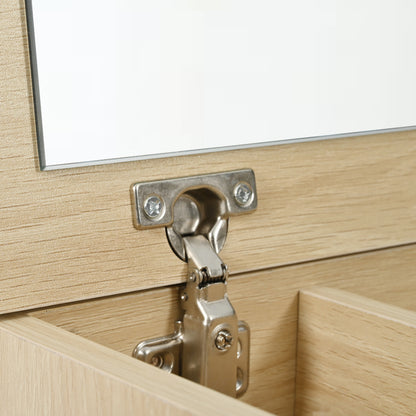 Schminktisch, Kosmetiktisch Mit Spiegel, Schminktisch aus Holz Mit Schubladen, geteilter Stauraum, große Lagerkapazität - Maße:B100/H78/T40 cm(ohne Hocker)(OLD SKU: WF319875AAW)