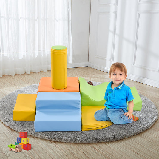 6 TLG Riesenbausteine zum Toben & Klettern Großbausteine für Kinder. Treppe und Rutsche für Kinder - Spielzeug zum Klettern, Rutschen und Krabbeln. im Vorschulalter & Babys Softbausteine, bunt.