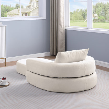 Modulares Sofa-Set Frottee (Terry Cloth), Sektionssofa Minimalistisch, Wohnzimmer Couchgarnitur, Umkehrbar, Beige