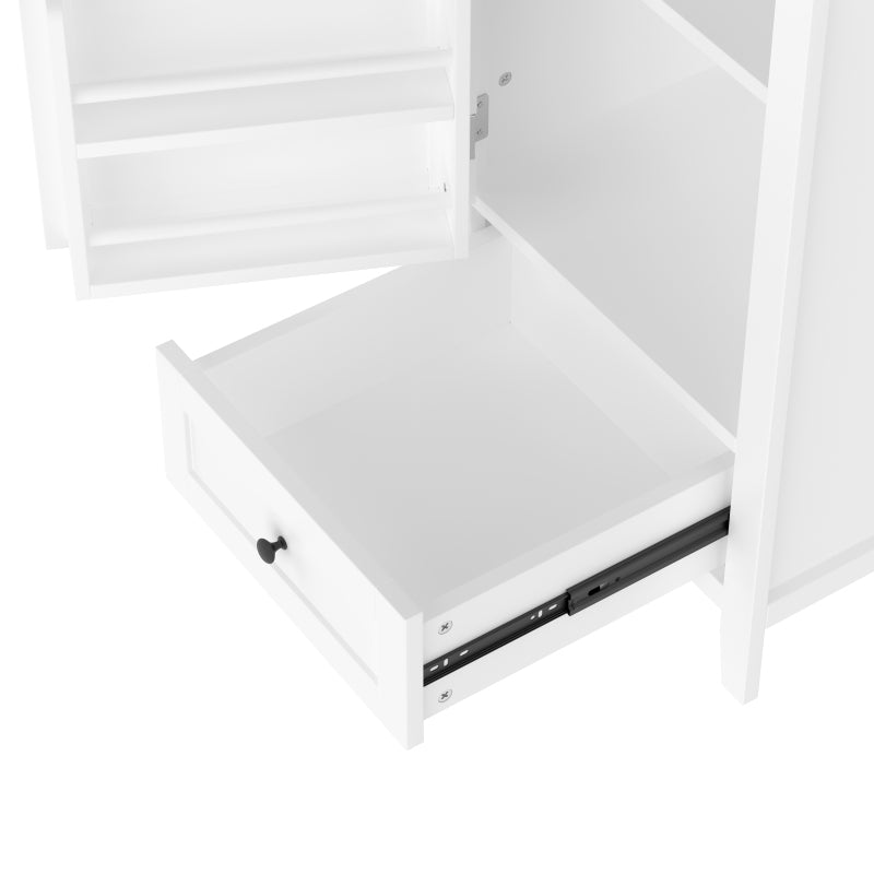 51x46x85cm Bodenstehender Badezimmerschrank mit Waschbe, Waschtisch,komplett lackiert, Türablage, geräuschlose Schublade mit großem Fassungsvermögen, verstellbares Regal, Keramikwaschbecken, weiß
