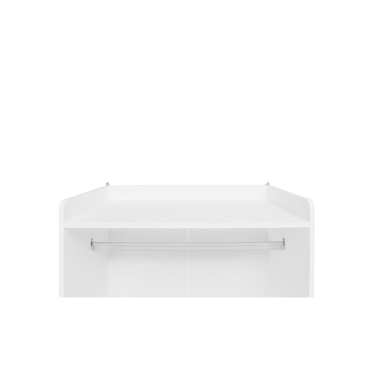 Weißer Kleiderschrank mit drei Schubladen – Garderobe mit Stauraumregal im Boho-Stil – Höhe 180 cm – ideal für Flur, Wohnzimmer, Schlafzimmer, Arbeitszimmer oder Büro.Maße:70*48*180cm