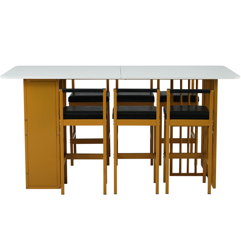 Essgruppe, (Set mit Esstisch, 6 Stühlen), Weiß und Gold