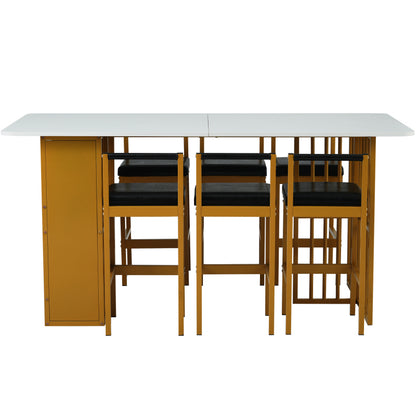 Essgruppe, (Set mit Esstisch, 6 Stühlen), Weiß und Gold