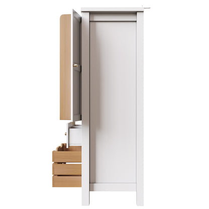 Küchenschrank 140cm hoch, Buffet-Schrank mit 2 Türen & 5 Schubladen, Mehrzweckschrank Weiß, Sideboard Vorratsschrank mit Kippschutz, 80x40cm
