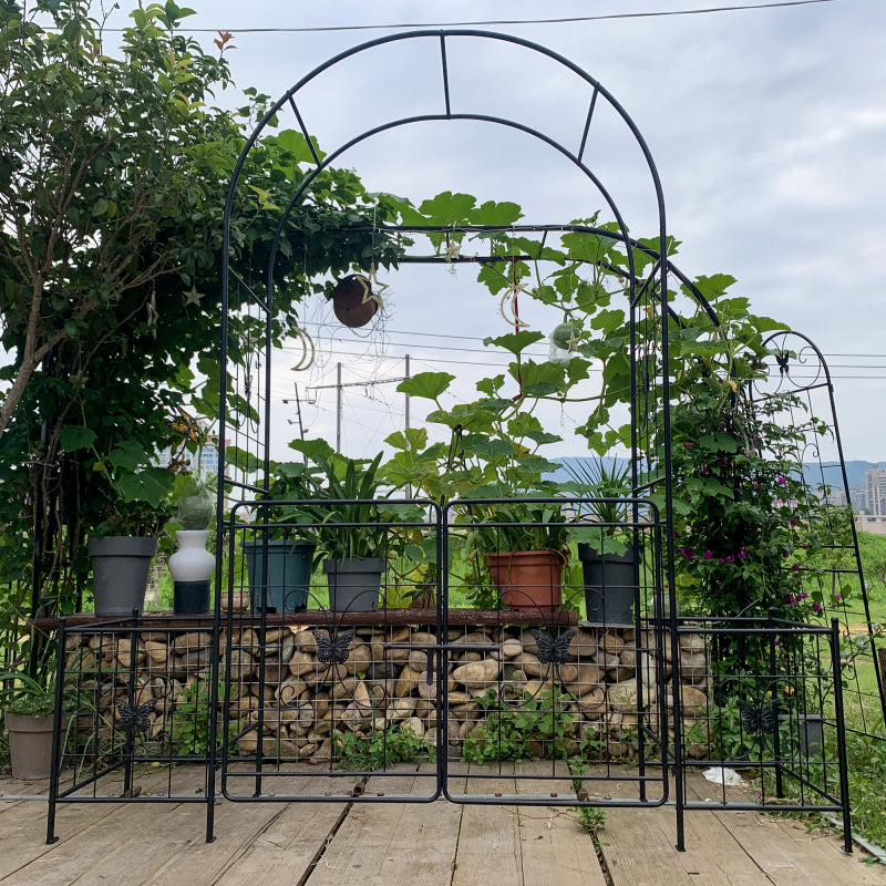Gartenbogen Arbor Trellis für Kletterpflanzen mit Tor, langlebige Metall Gartenbogen Outdoor Hochzeitsbogen, für Hochzeitszeremonie Party Pflanze Klettern Rose Reben Rasen Innenhof Schwarz, 7,15 Fuß