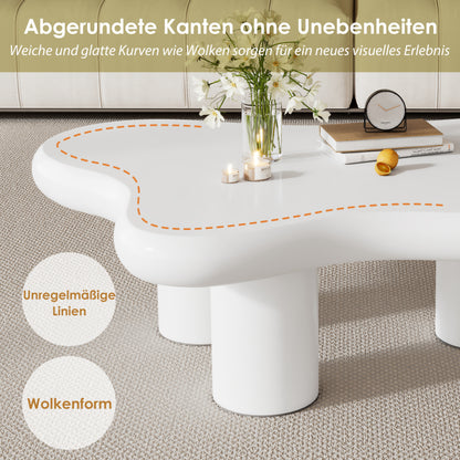 Unregelmäßiger Couchtisch in Wolkenform, 97cm Länge, 67cm Breite, 32cm Höhe, MDF mit Filzunterlagen, lackierte Oberfläche,Kreativer Couchtisch