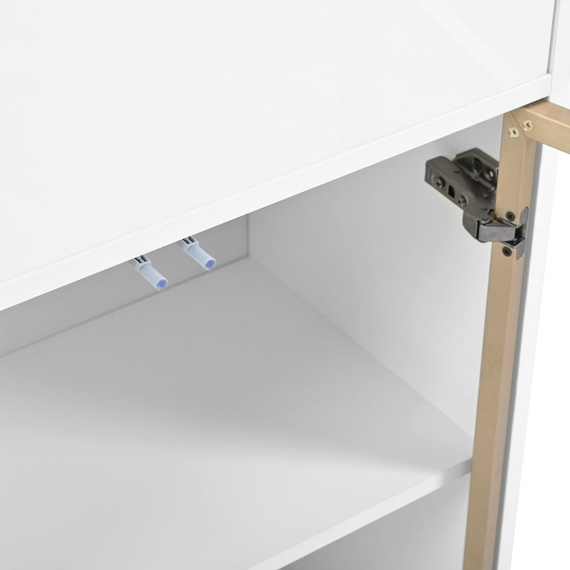 Moderner Weißer Hochschrank mit 16-Farb-LED und Bluetooth – 60×35×180cm