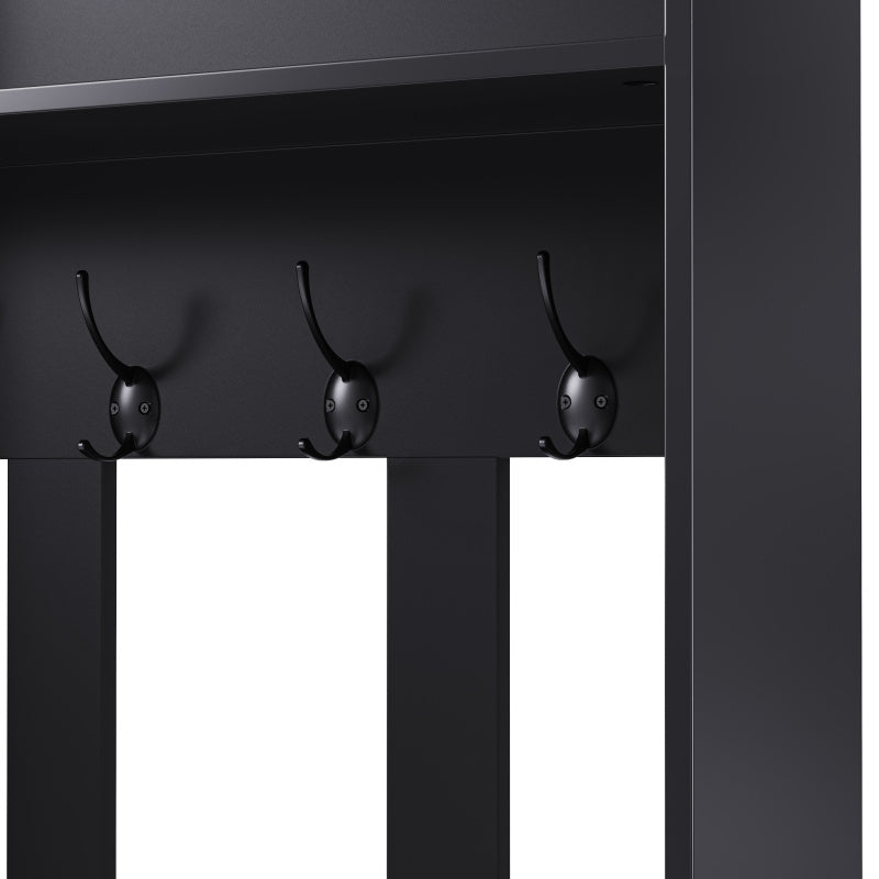 Garderoben-set, Wandgarderobe, Flurgarderobe Set mit Schuhbank, Schwarz,100 Lx35Bx180H cm