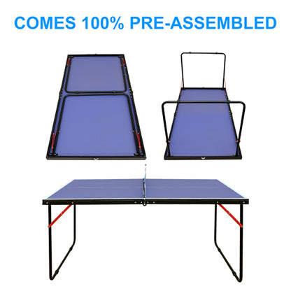 137.2cm/4.5FT Foldable Table Tennis Table, Portable Ping Pong Table Set with Net, 2 Table Tennis Paddles and 3 Balls Indoor & Outdoor Games Easy to Store