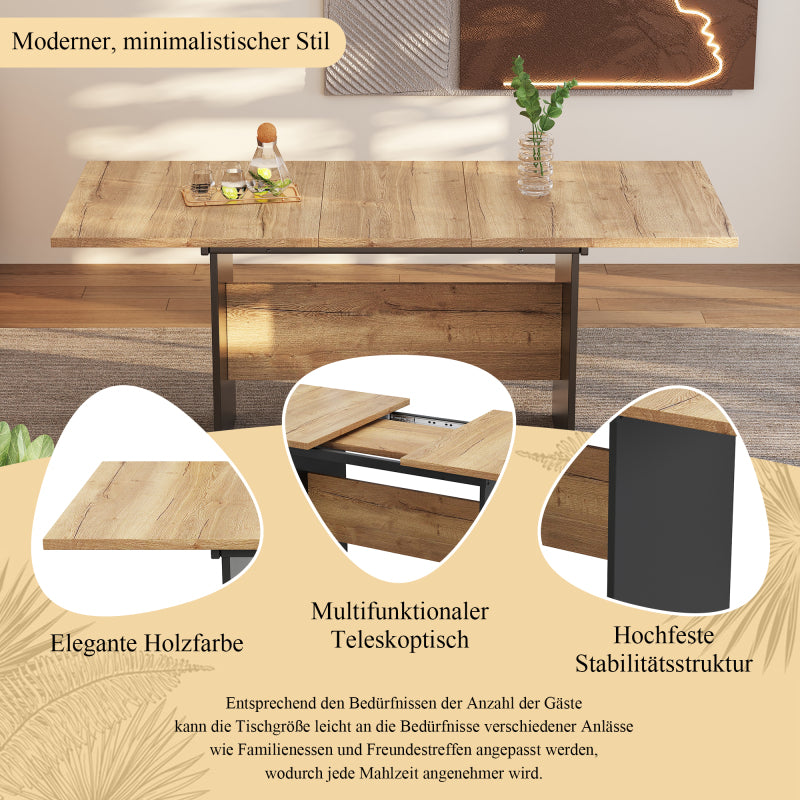 Erweiterbarer Esstisch 140/180*80cm, Holzmaserung Rechteckiger Esstisch