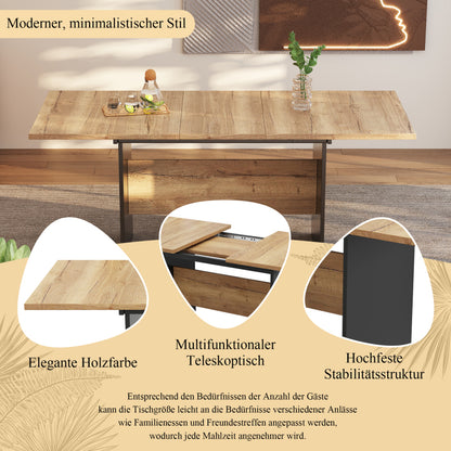 Erweiterbarer Esstisch 140/180*80cm, Holzmaserung Rechteckiger Esstisch