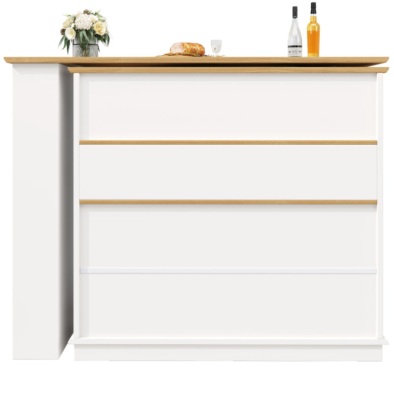 Hochtisch Kücheninsel  Bistro Table (125-181×39×104.5cm) , 360° drehbare Essbar, weiß
