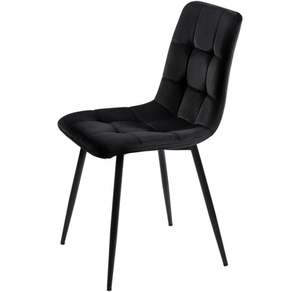 Esszimmerstuhl (4 St), Sitzfläche aus Samt Gestell aus Metall, Schwarz