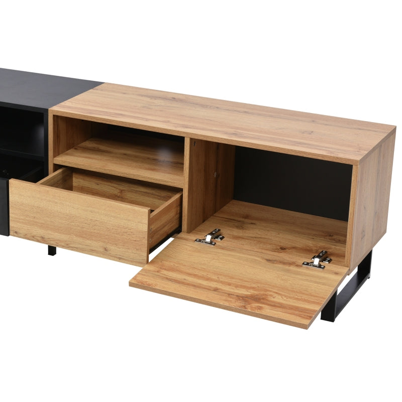 Moderner TV-Ständer mit schwarzem und holzfarbenem Design – geräumiger Stauraum, robuste Konstruktion