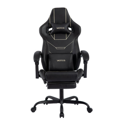 Gaming Stuhl Ergonomisch Gaming Chair Bürostuhl mit Fußstütze Racing Computerstuhl Höhenverstellbar Gepolstert Computerstuhl Lendenwirbelstütze Blaubeige