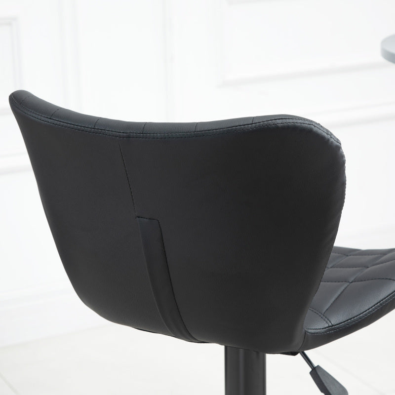 Barstuhl 2er-Set Retrodesign Höhenverstellbar 360° drehbar schwarzes Leder für Homeoffice
