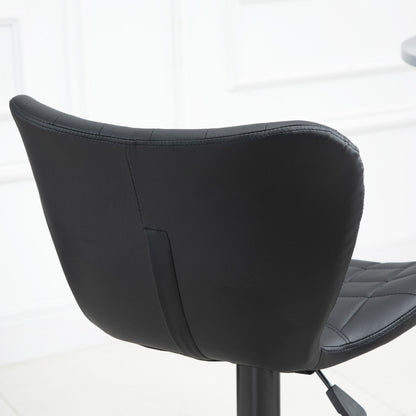 Barstuhl 2er-Set Retrodesign Höhenverstellbar 360° drehbar schwarzes Leder für Homeoffice