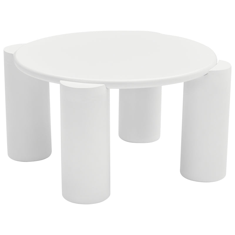 White Cloud Couchtisch, moderner Couchtisch mit 4 stabilen Stützbeinen, kleiner weißer Couchtisch, runde Kante, passt gut in Wohnzimmer, Schlafzimmer, Balkon, Terrasse