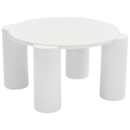 White Cloud Couchtisch, moderner Couchtisch mit 4 stabilen Stützbeinen, kleiner weißer Couchtisch, runde Kante, passt gut in Wohnzimmer, Schlafzimmer, Balkon, Terrasse