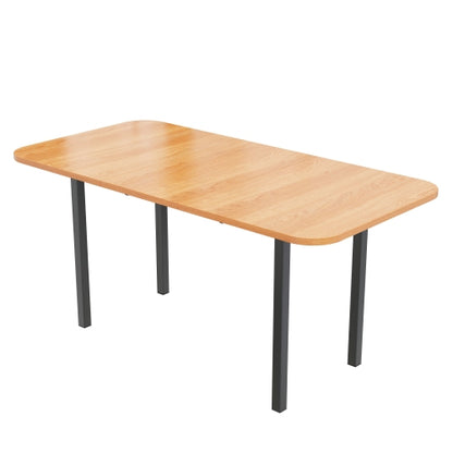 Klassischer ausziehbarer Esstisch in Holzfarbe 120 cm, Teleskoplänge bis 160 cm, Tisch in naturfarbe, moderner minimalistischer Stil, hochfeste Legierungsstütze, geeignet für 4-6 Personen