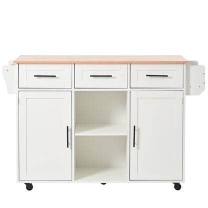 139x46(71)x91,5 cm großer Esswagen/Anrichte, Korpus weiß + Arbeitsplatte in Massivholzmaserung, klappbare Arbeitsplatte, Ablagetür, Rollen, auswechselbare Massivholzfüße, geeignet für Esszimmer, Küche