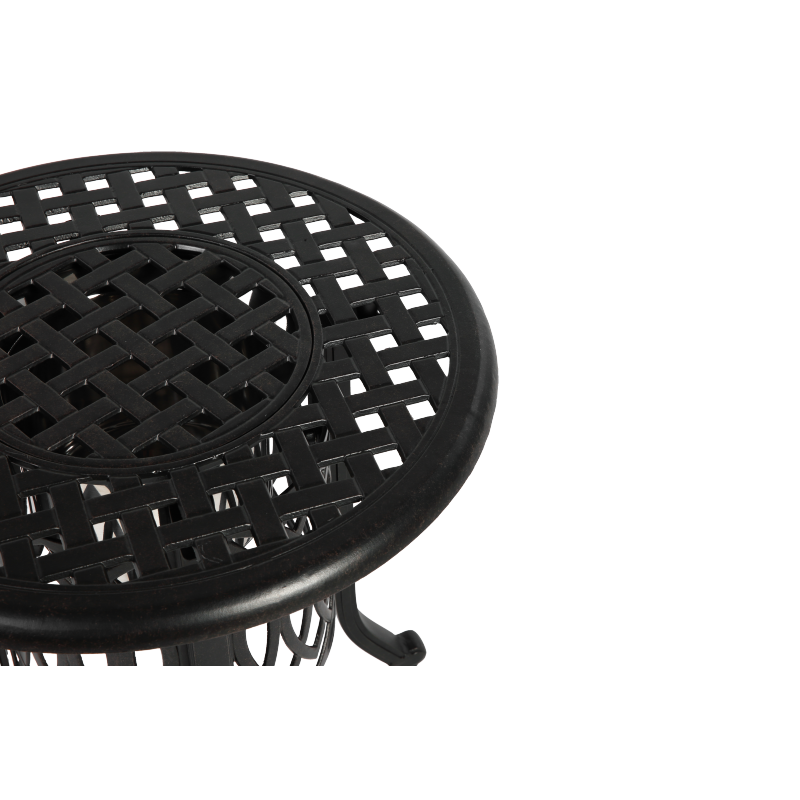 Outdoor Aluminum Table with Ice Bucket,Patio Side Table,  Aluminum End Table with Adjustable Footpads, Outdoor Small Coffee Table