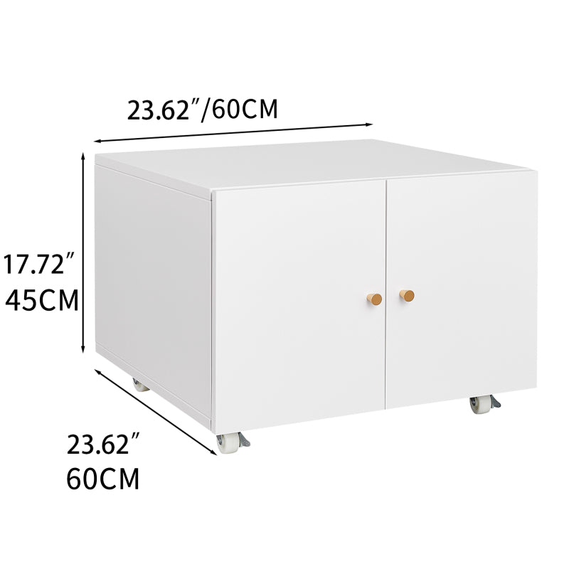 Metal Printer Stand with Storage Mobile Printer Tables for Small Spaces with Door Adjustable Shelf File Cabinet on Wheels for Home Office (White)