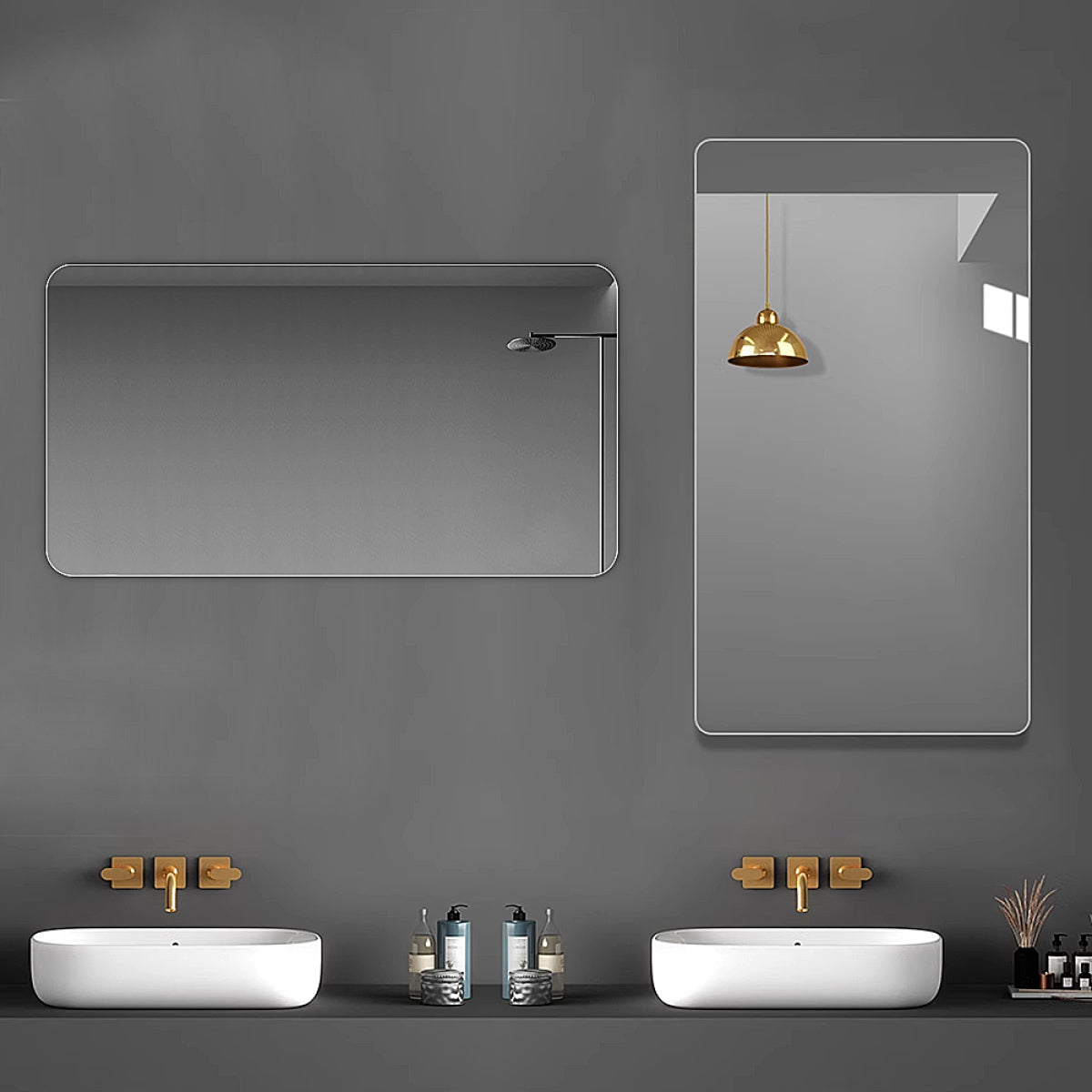70*90CM Bathroom Vanity Mirror , Wall-Mounted Mirror for Bathroom Anti-Fog Waterproof