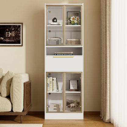 Moderner Weißer Hochschrank mit 16-Farb-LED und Bluetooth – 60×35×180cm