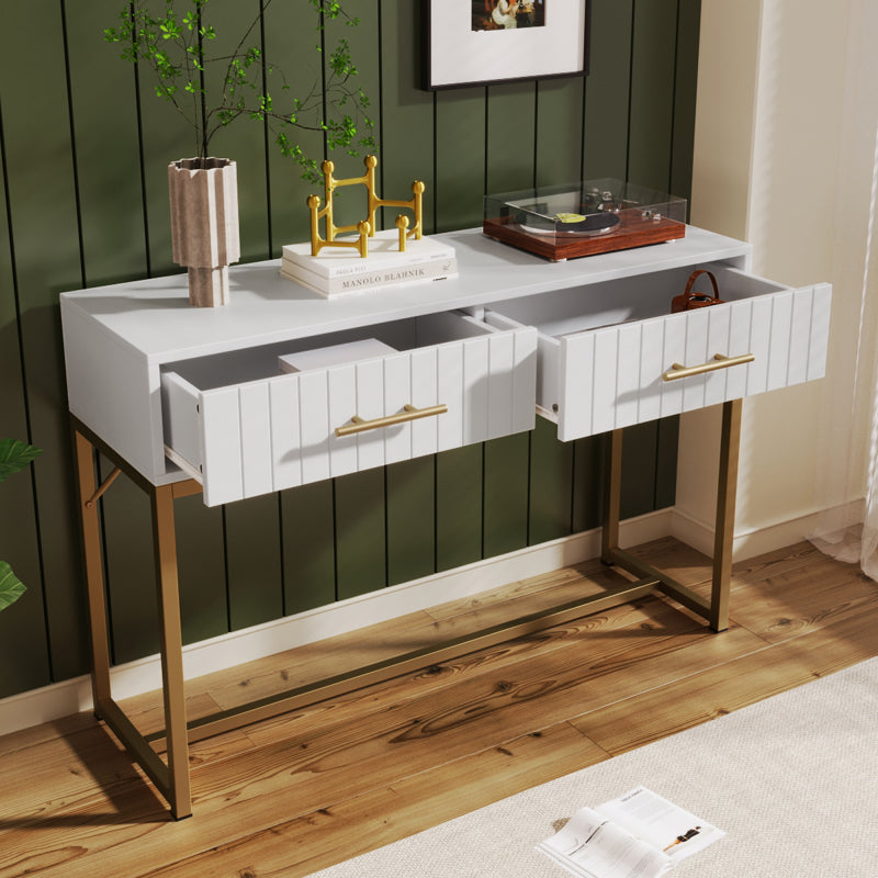 Schminktisch mit 2 Schubladen 75cm Höhe ,Kommode Schlafzimmer Highboard Weiss Sideboard Schubladenkommode Kommode für Schlafzimmer, Weiß -H75/B100/T45 cm