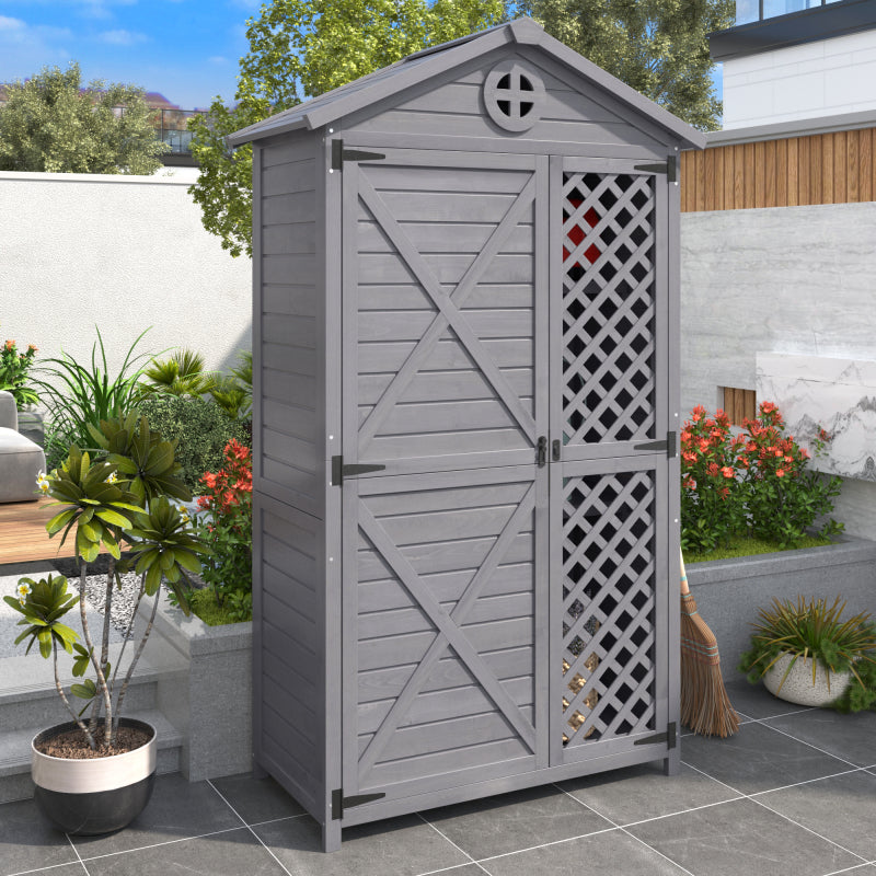 Outdoor Holz Gartenmöbel Aufbewahrungsschuppen, Werkzeughaus für Garten, Terrasse, verblassungsfrei, wetterfest, wartungsfrei, umweltfreundlich, sicher und geschützt, grau