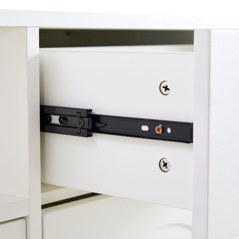 Kommode/Sideboard/Schuhschrank mit Metallgriffen, 1 Schublade und 3 Türen, auf Metallfüßen, Weiß. Maße: B120 × H92 × T35 cm