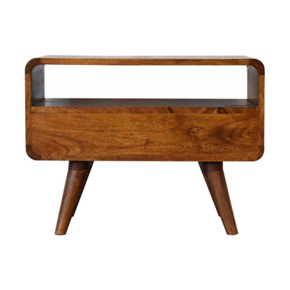 Mini TV-Lowboard aus massivem Mangoholz – Kastanienbraun, 2 Schubladen & offenes Fach, Handgefertigt, Nordic-Design, 60x30x45 cm