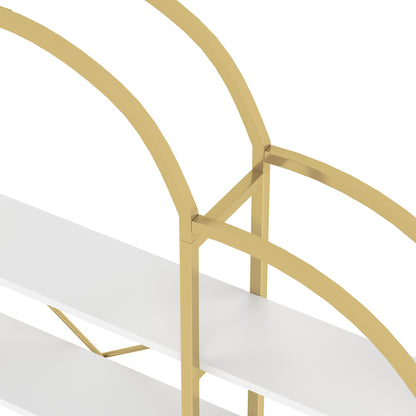 Regal im schlichten Stil, fünf Schichten Stauraum, einzigartige Wolkenform, einfach zu montieren und zu reinigen, Gold + Weiß