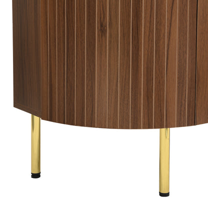 Moderner Bogenförmiger Sideboard mit verstellbaren Regalen und Metallbeinen, ideal für Wohnzimmer und Esszimmer (Nussbaum)