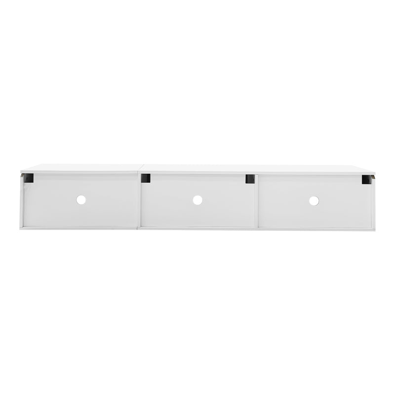 Schwarz-weißer TV-Schrank, 180 cm lang, Hochglanzoberfläche, mit 16-farbiger LED-Beleuchtung, wandmontierbar