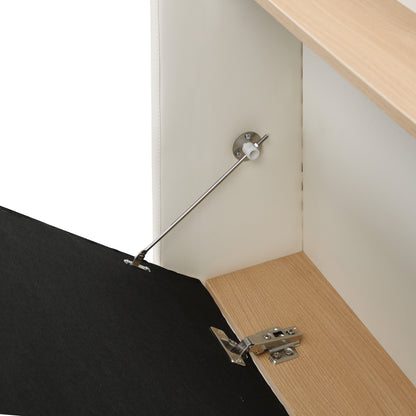 Kinder-Spleißbett, Polsterbett, Tagesbett, Schlafsofa mit Metallbettgestell, Kindernachttisch mit unterer Klapptür, 3 kleine Aufbewahrungstaschen, PU+MDF+Sperrholz, Weiß, 90x200cm