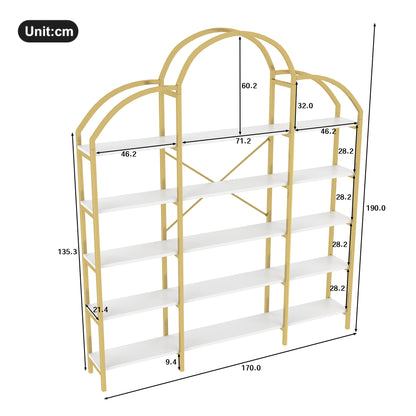 Regal im schlichten Stil, fünf Schichten Stauraum, einzigartige Wolkenform, einfach zu montieren und zu reinigen, Gold + Weiß