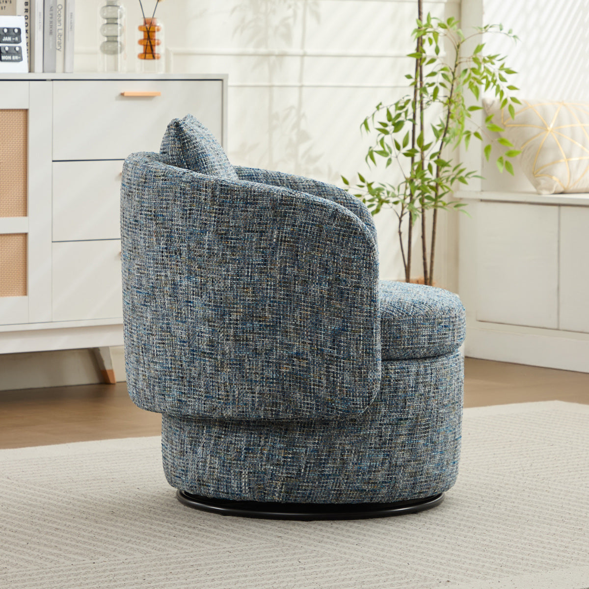 360° Drehsessel Chenille (Grün) – Modern, Rund & Bequem für Leseecke, Wohnzimmer