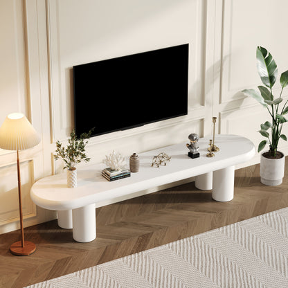White Cloud Couchtisch, moderner Couchtisch mit 4 stabilen Stützbeinen, kleiner weißer Couchtisch, runde Kante, passt gut in Wohnzimmer, Schlafzimmer, Balkon, Terrasse
