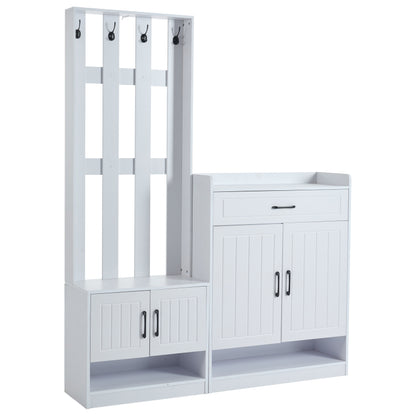 Flurgarderobe Paneel+Schuhschränke, Schuhwechsel-Set, weiß Garderoben-Set 140.6 x 32 x 180 cm