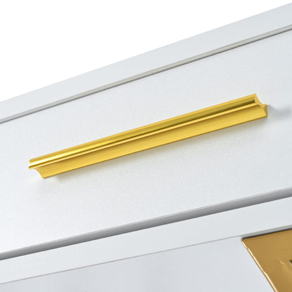 Konsolentisch,Flurtisch mit 2 Schublade ,Leichter Luxus-Stil Beistelltisch, Weiß/Gold