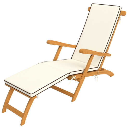 Sonnenliege Holz klappbar Gartenliege mit Fußstütze, Matratze, Gartenstuhl bis 160 kg belastbar, für Garten Urlaub Outdoor Strand Pool, Teak