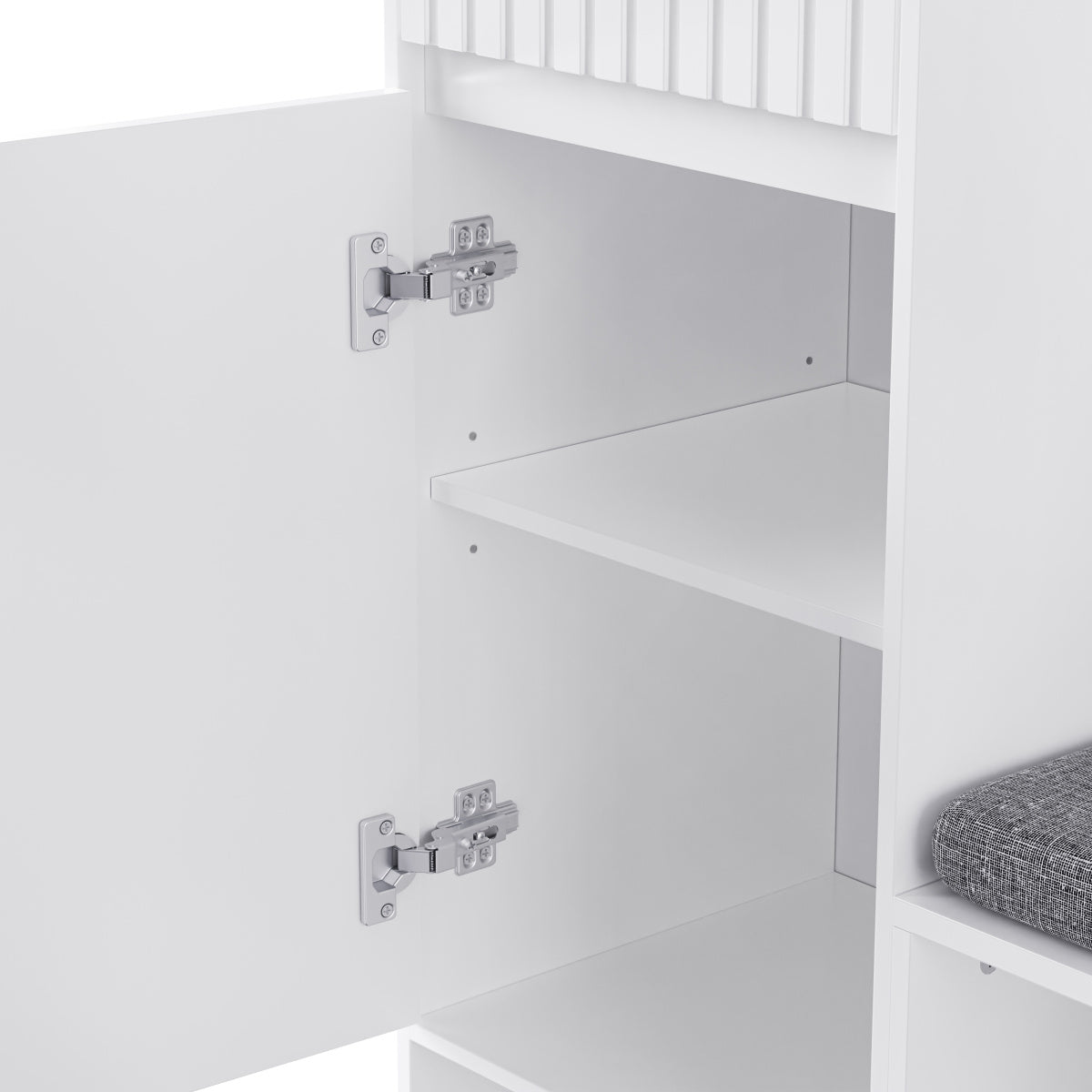 Garderoben-Set mit Sitzbank, Schubladen & Lochwand, Flurgarderobe 6-in-1, MDF, Weiß, 100x180x35 cm