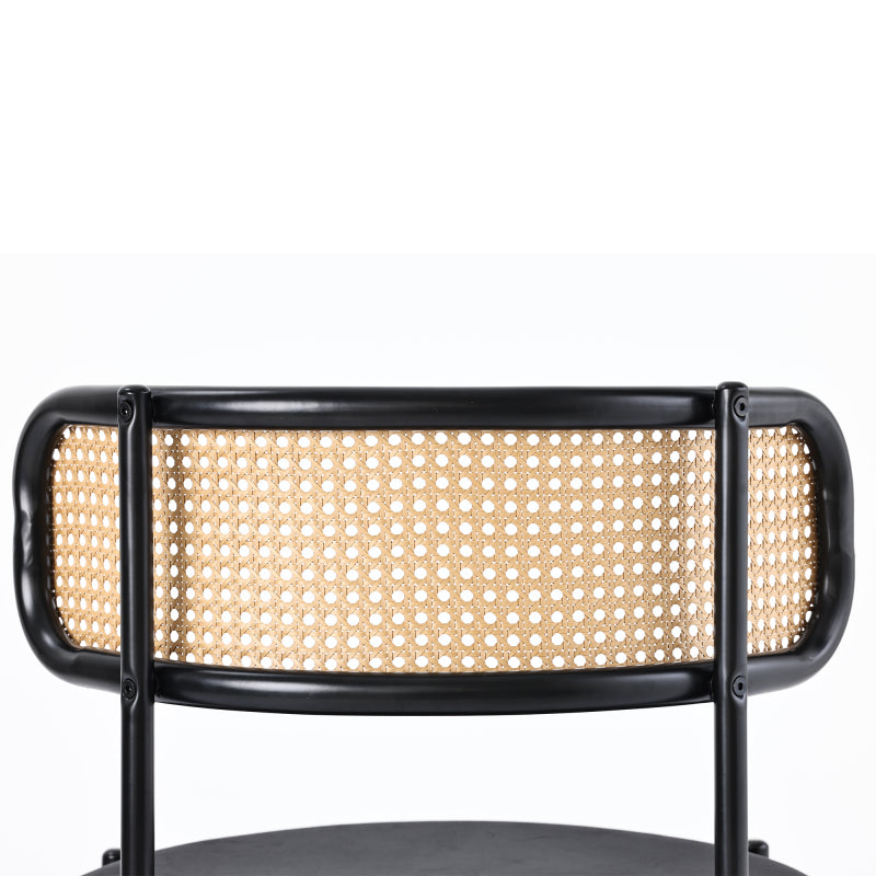 Samt-Esszimmerstuhl,2er set, Rattan-Freizeitstuhl, Schwarz