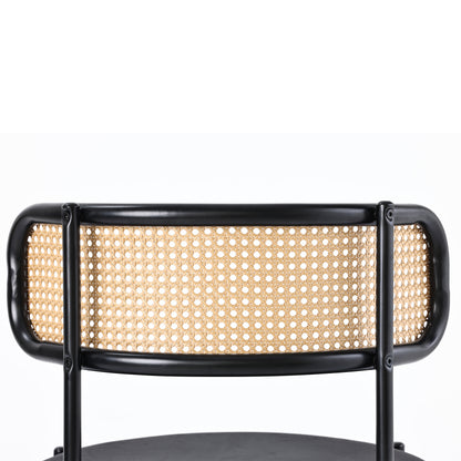 Samt-Esszimmerstuhl,2er set, Rattan-Freizeitstuhl, Schwarz