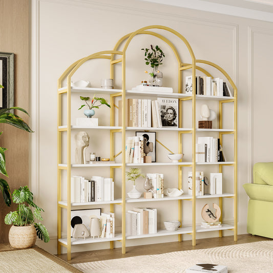 Regal im schlichten Stil, fünf Schichten Stauraum, einzigartige Wolkenform, einfach zu montieren und zu reinigen, Gold + Weiß