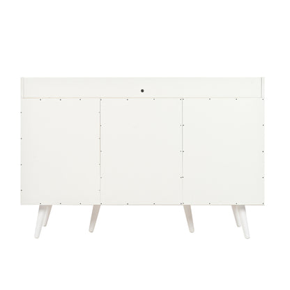 Sideboard mit drei Schubladen, exquisite Maserung. Sideboard für Schlafzimmer und Wohnzimmer, Moderne Holzfarbe-Sideboard mit Stauraumregalen. L117,5 cm