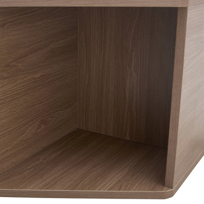 Sechseckiger Couchtisch 79 cm, Walnuss-Optik, Modernes Mid-Century Design