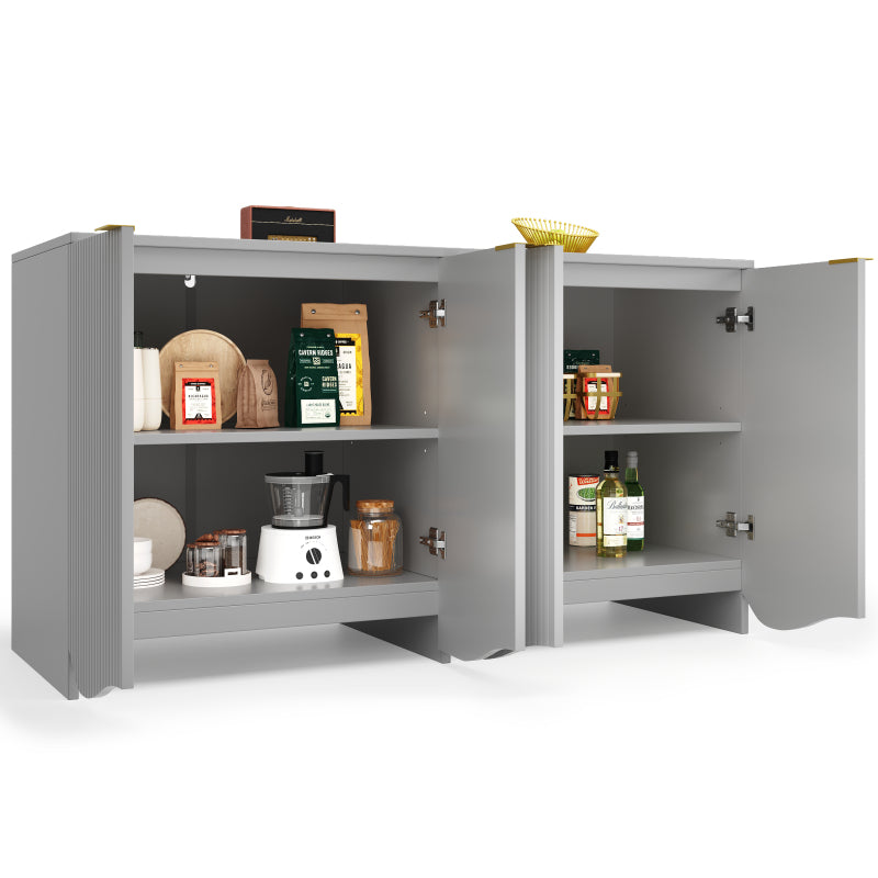Sideboard(140×40×85cm), buffetschrank, cabinets, Esszimmer Wohnzimmer Aufbewahrungsschränke, Gemusterte Schränke, Freistehende Schränke, Küchenmöbel,Wellenmuster-Design, Grau